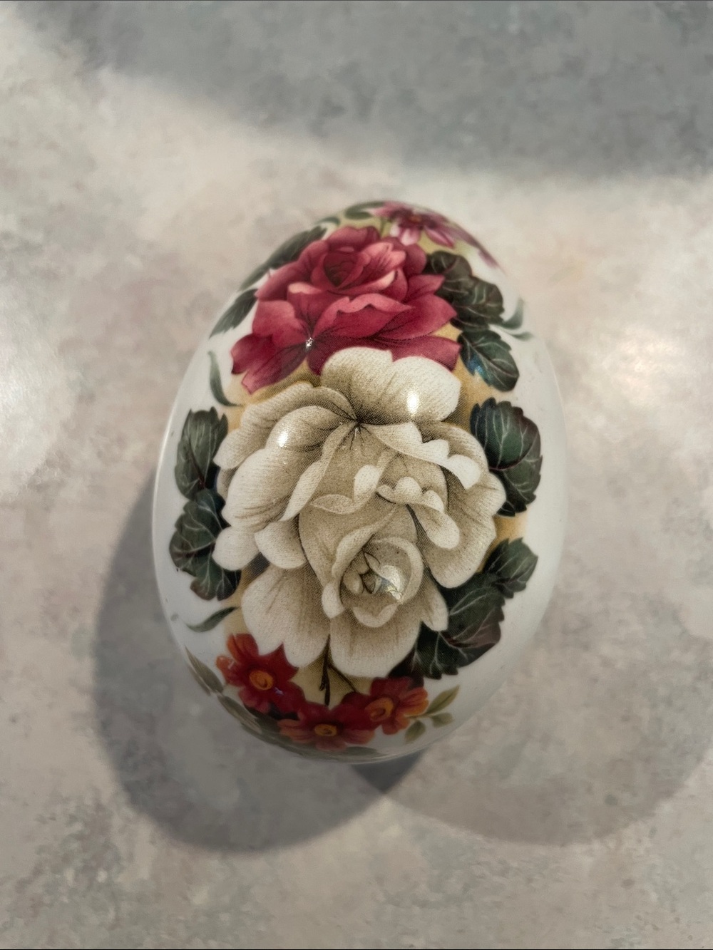 Vintage Peter Gosling Fine Bone China Floral Trinket Box Decorative Egg